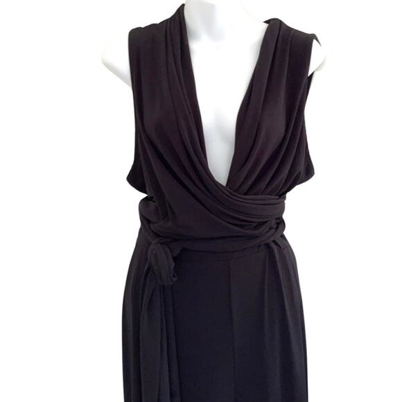 STUDIO ONE black deep v-neckline jumpsuit size XL - Picture 2 of 14